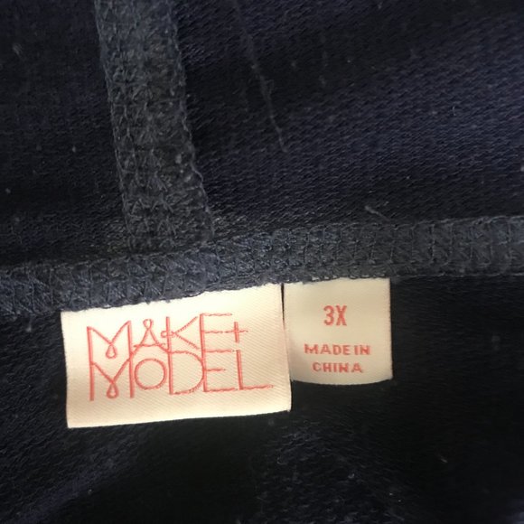 Make + Model Navy Blue Zip-Up Hoodie Jacket & Drawstring Joggers Set Size 3X - Picture 11 of 16